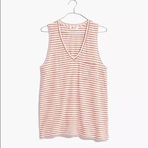 Madewell Whisper Cotton Stripe V-Neck Pocket Tank